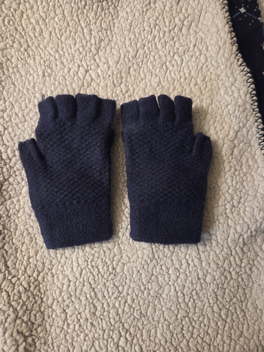 Knit Fingerless Convertible Mitten Gloves - Dark Blue NEW